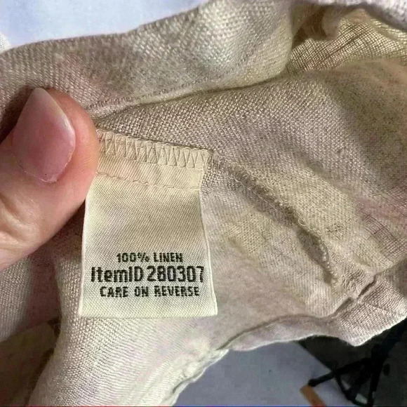 LL.Bean 100% Linen Oatmeal Color Sleeveless Button up Dress Measurement Included - Picture 8 of 10